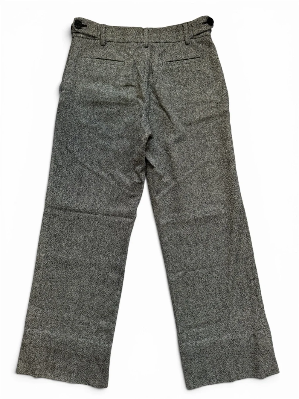 Tory Burch Wool Lurex Herringbone Wide-Leg Trousers Black Gold Grey Size 0